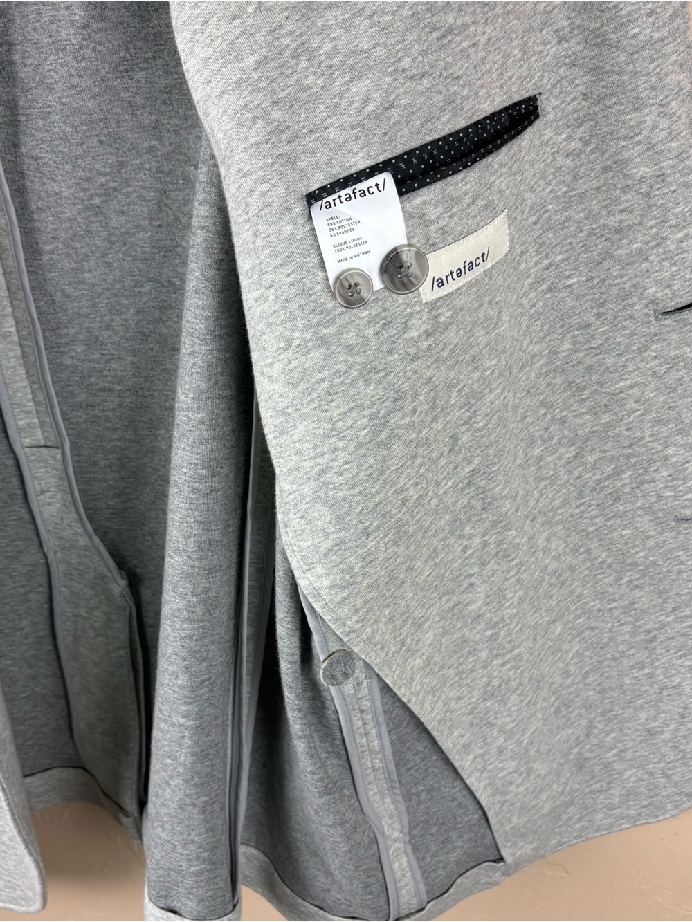 Artefact Light Gray Heathered Gray Knit Unstructured Blazer Jacket Mens Size XL - Picture 9 of 13